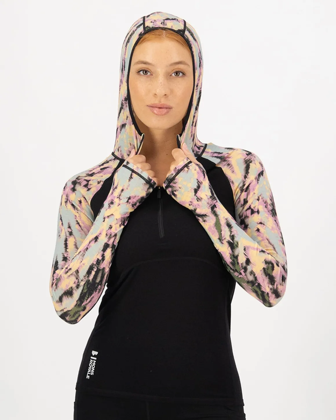 Bella Merino Long Sleeve Hood - Rad Things / Black