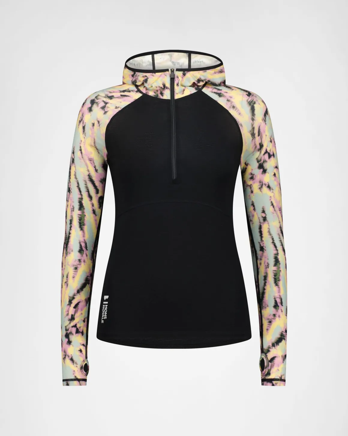 Bella Merino Long Sleeve Hood - Rad Things / Black
