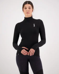 Cascade Merino Base Layer Mock Neck Long Sleeve - Black