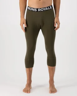 Cascade Merino Base Layer 3/4 Legging - Dark Olive