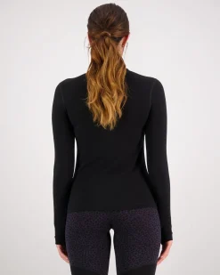 Cascade Merino Base Layer Mock Neck Long Sleeve - Black