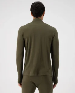 Cascade Merino Base Layer 1/4 Zip Long Sleeve - Dark Olive
