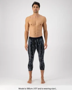 Cascade Merino Base Layer 3/4 Legging - Grey Tie Dye