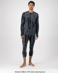 Cascade Merino Base Layer Long Sleeve - Grey Tie Dye