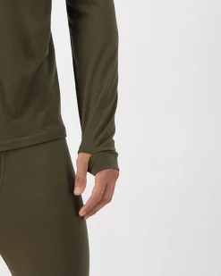 Cascade Merino Base Layer 1/4 Zip Long Sleeve - Dark Olive