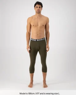 Cascade Merino Base Layer 3/4 Legging - Dark Olive
