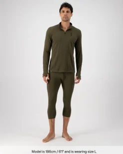 Cascade Merino Base Layer 1/4 Zip Long Sleeve - Dark Olive
