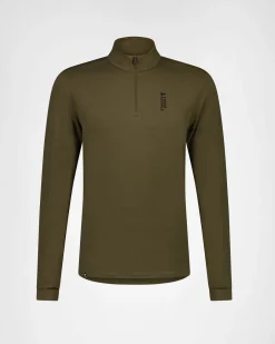 Cascade Merino Base Layer 1/4 Zip Long Sleeve - Dark Olive