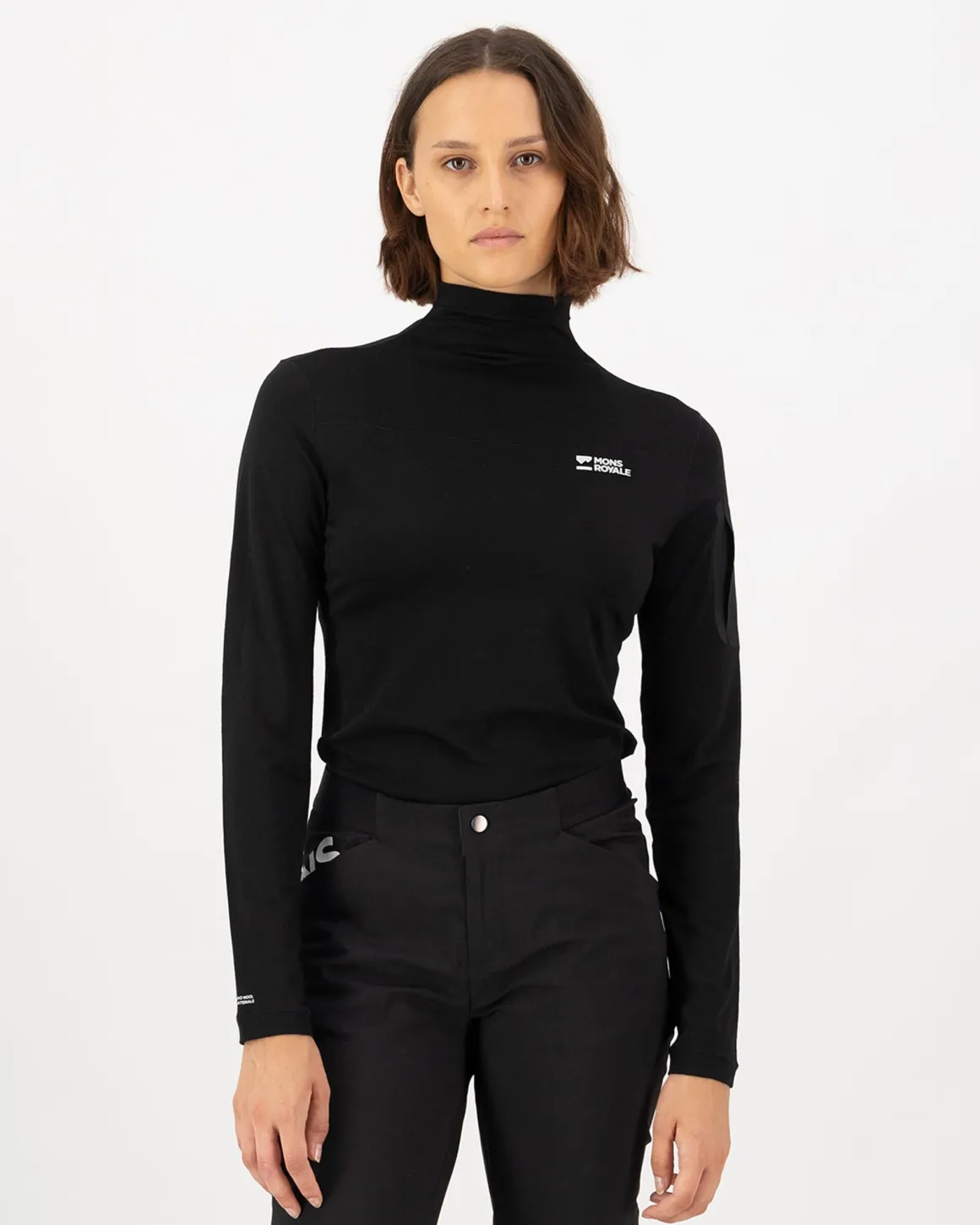 Diversion Merino Mock Neck Long Sleeve - Black
