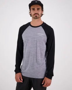 Icon Merino Raglan Long Sleeve - Grey Heather / Black