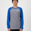 Icon Merino Raglan Long Sleeve - Grey Heather / Cobalt