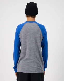 Icon Merino Raglan Long Sleeve - Grey Heather / Cobalt