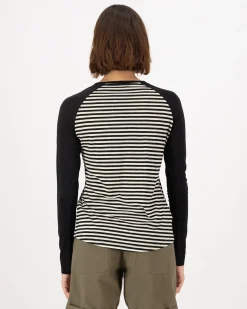 Icon Merino Raglan Long Sleeve - Stripe / Black