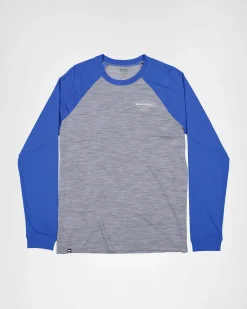 Icon Merino Raglan Long Sleeve - Grey Heather / Cobalt
