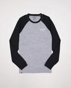 Icon Merino Raglan Long Sleeve - Grey Heather / Black