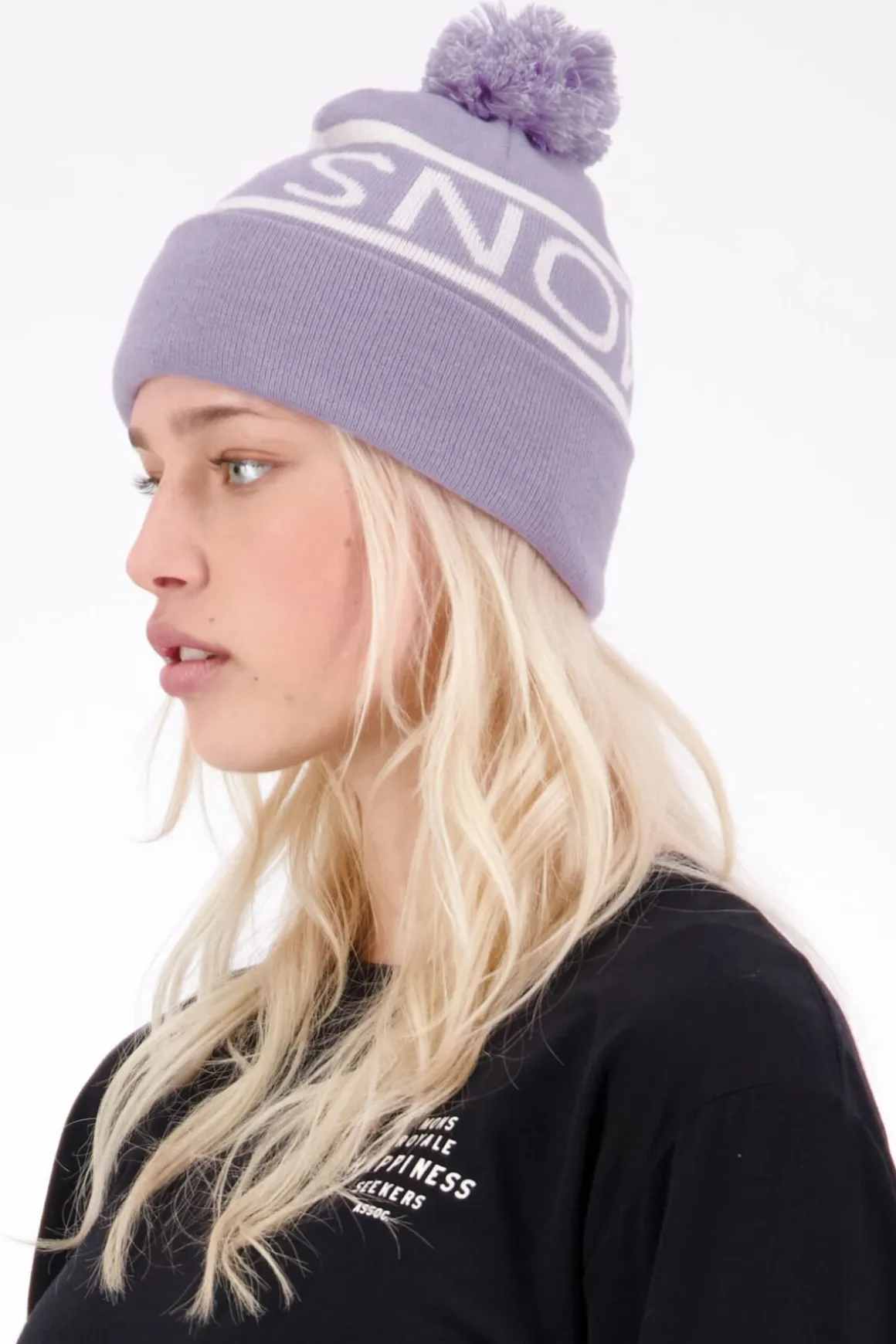 McCloud Pom Pom Merino Beanie - Thistle White
