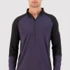 Olympus Merino Base Layer 1/2 Zip Long Sleeve - Black / 9 Iron