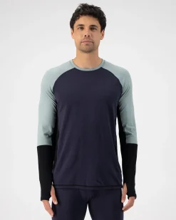 Olympus Merino Base Layer Long Sleeve - Dew / 9 Iron / Black