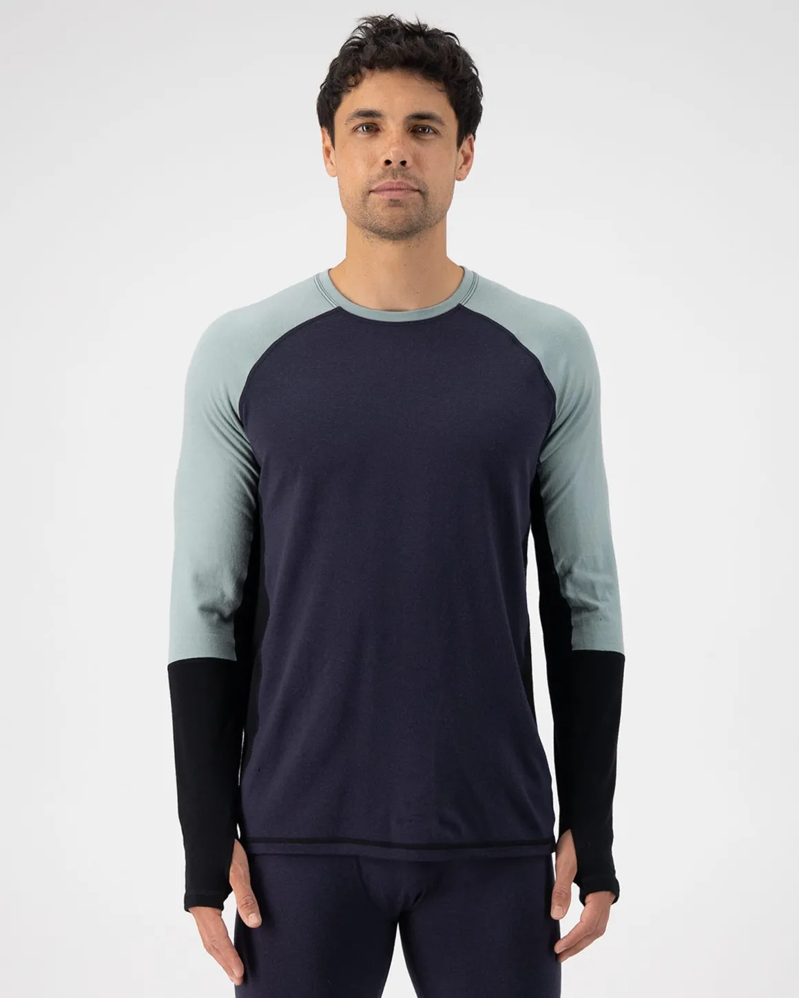 Olympus Merino Base Layer Long Sleeve - Dew / 9 Iron / Black