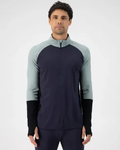 Olympus Merino Base Layer 1/2 Zip Long Sleeve - Dew / 9 Iron / Black