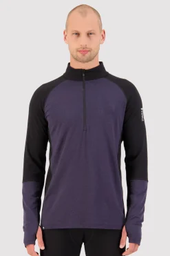 Olympus Merino Base Layer 1/2 Zip Long Sleeve - Black / 9 Iron