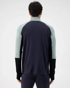 Olympus Merino Base Layer 1/2 Zip Long Sleeve - Dew / 9 Iron / Black