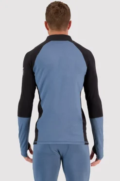 Olympus Merino Base Layer 1/2 Zip Long Sleeve - Blue Slate Black
