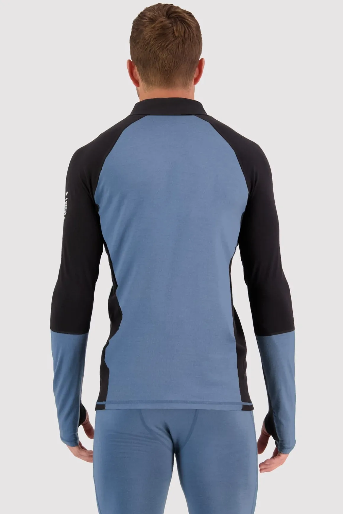 Olympus Merino Base Layer 1/2 Zip Long Sleeve - Blue Slate Black