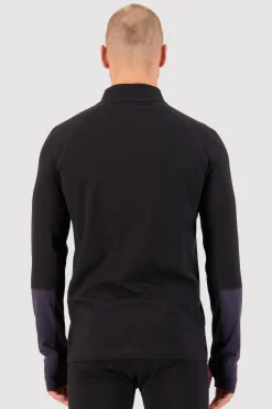 Olympus Merino Base Layer 1/2 Zip Long Sleeve - Black / 9 Iron