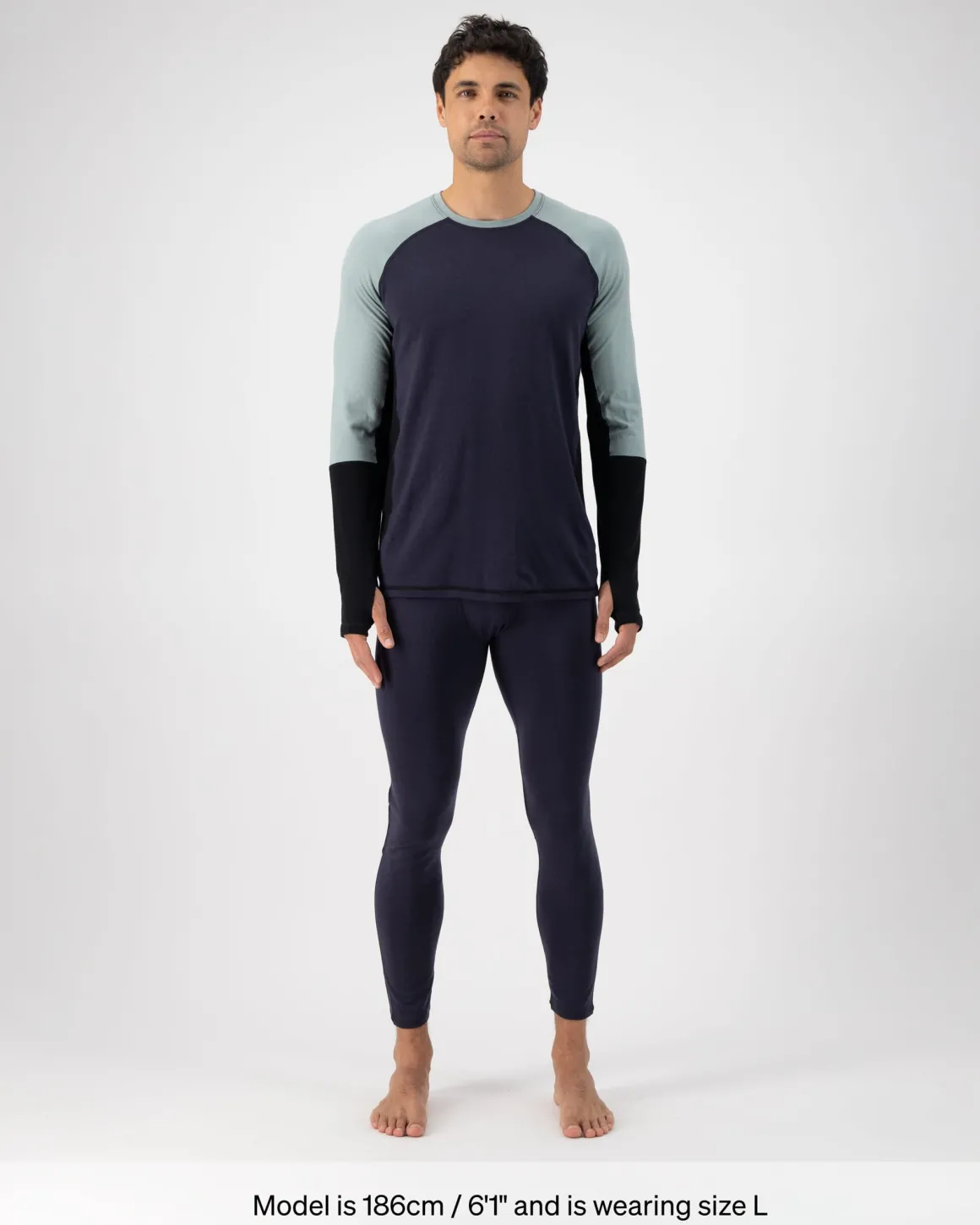Olympus Merino Base Layer Long Sleeve - Dew / 9 Iron / Black