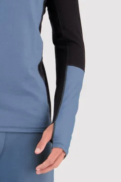 Olympus Merino Base Layer 1/2 Zip Long Sleeve - Blue Slate Black