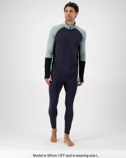 Olympus Merino Base Layer 1/2 Zip Long Sleeve - Dew / 9 Iron / Black