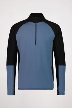 Olympus Merino Base Layer 1/2 Zip Long Sleeve - Blue Slate Black