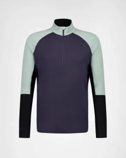 Olympus Merino Base Layer 1/2 Zip Long Sleeve - Dew / 9 Iron / Black