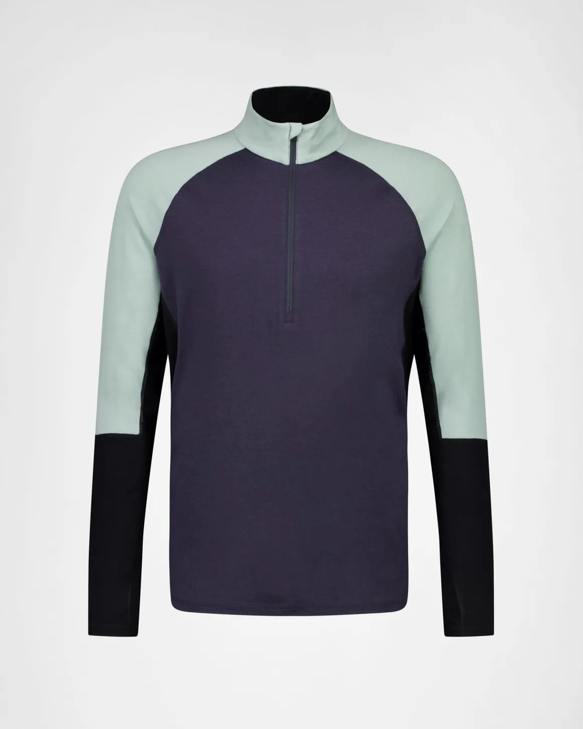 Olympus Merino Base Layer 1/2 Zip Long Sleeve - Dew / 9 Iron / Black