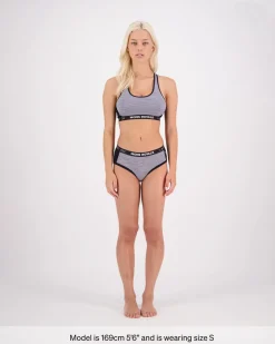Sierra Merino Sports Bra - Grey Heather / Black