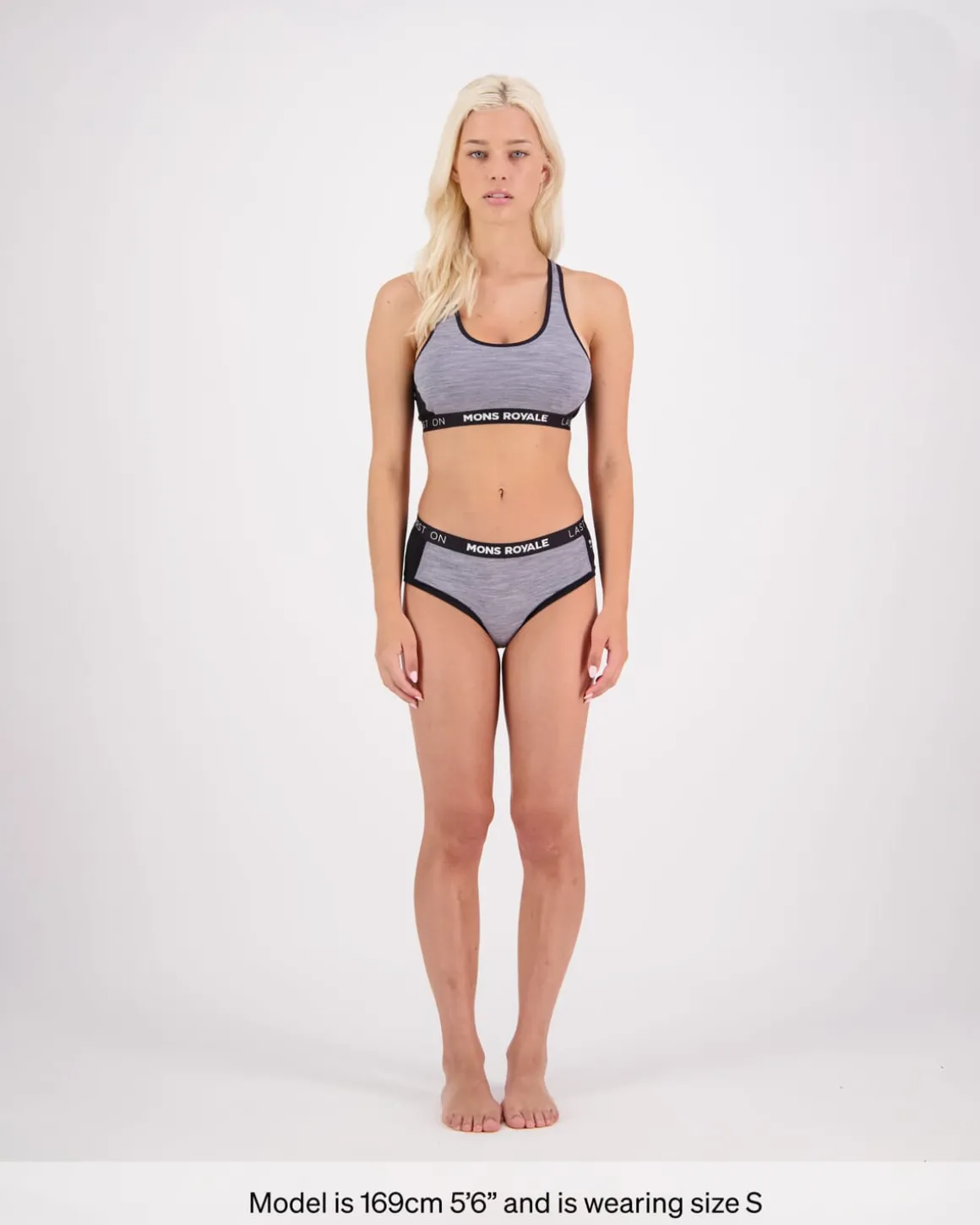 Sierra Merino Sports Bra - Grey Heather / Black