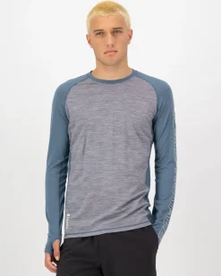 Temple Merino Long Sleeve - Grey Heather / Goblin Blue