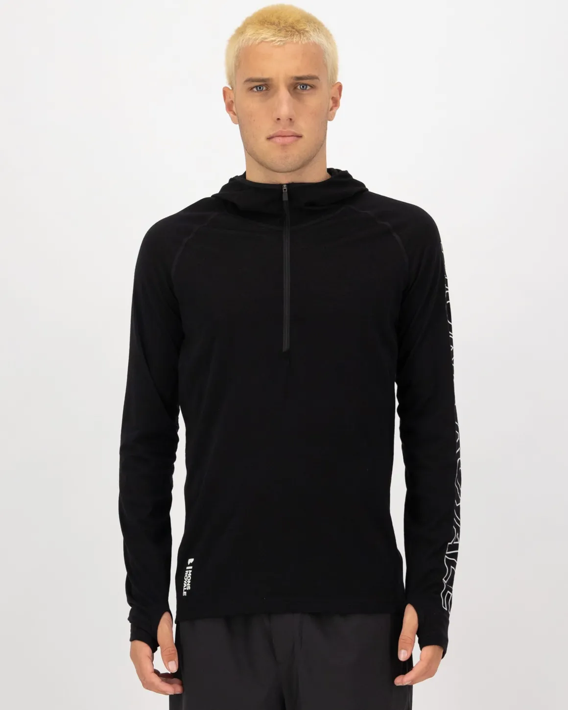 Temple Merino Long Sleeve Hood - Black