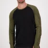Temple Merino Long Sleeve - Dark Olive Black