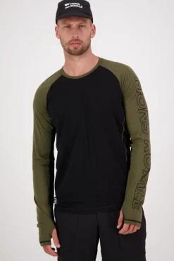 Temple Merino Long Sleeve - Dark Olive Black