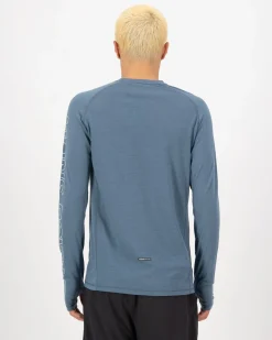 Temple Merino Long Sleeve - Grey Heather / Goblin Blue