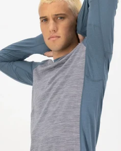 Temple Merino Long Sleeve - Grey Heather / Goblin Blue