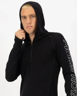 Temple Merino Long Sleeve Hood - Black