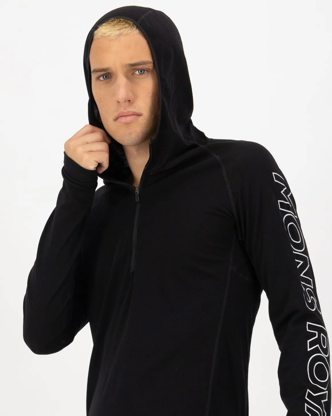 Temple Merino Long Sleeve Hood - Black