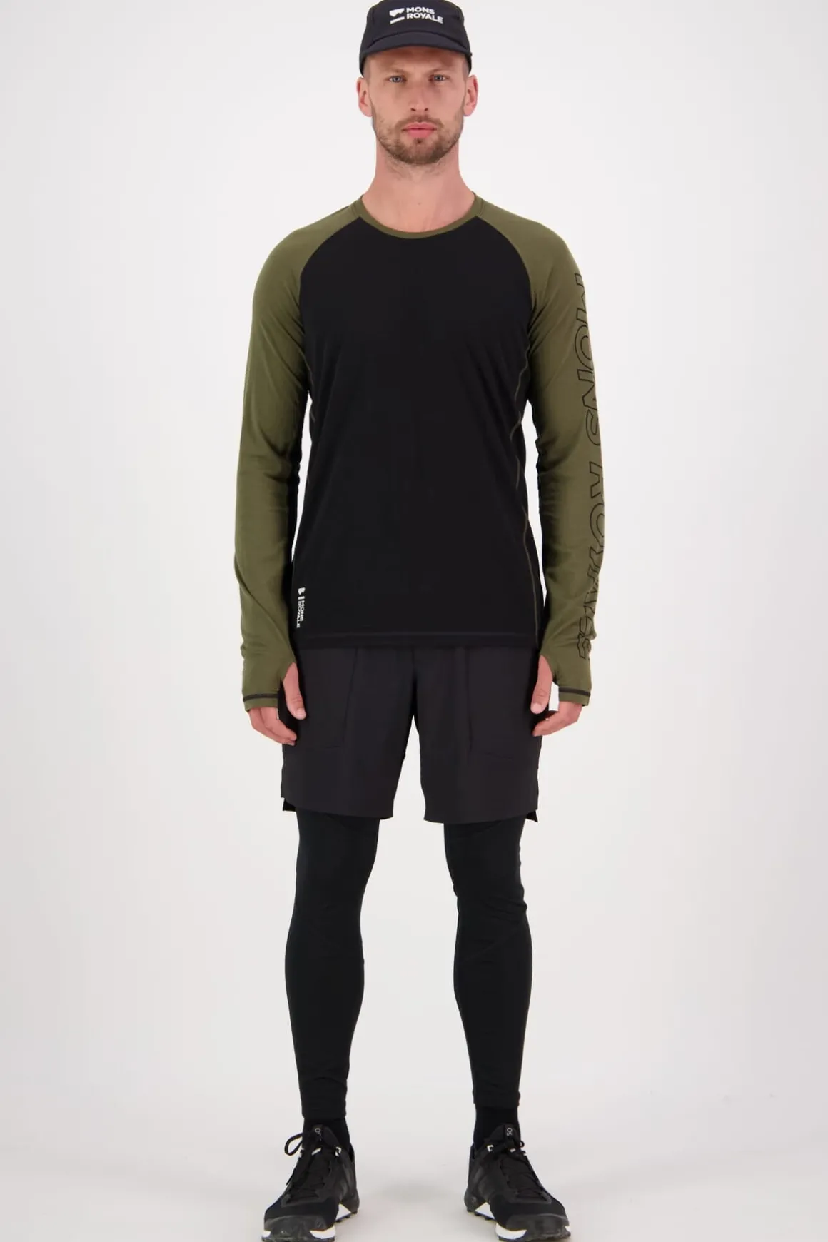 Temple Merino Long Sleeve - Dark Olive Black
