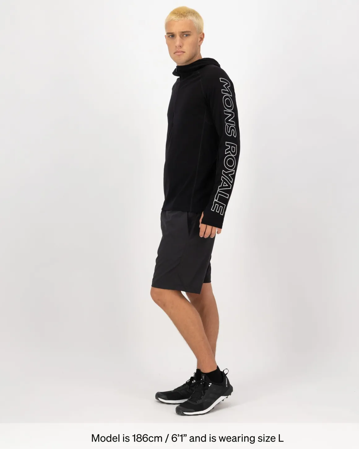 Temple Merino Long Sleeve Hood - Black