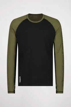Temple Merino Long Sleeve - Dark Olive Black