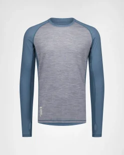 Temple Merino Long Sleeve - Grey Heather / Goblin Blue