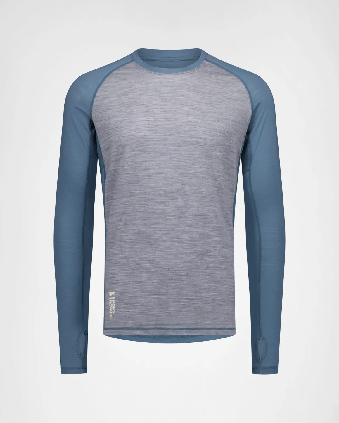 Temple Merino Long Sleeve - Grey Heather / Goblin Blue